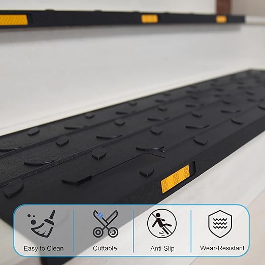 OrangeStar 10 Pack Stair Treads for Wooden Steps, 10" x 36" Non Slip Rubber Stair Mats Step Mat w/Nosing for Indoor, Outdoor