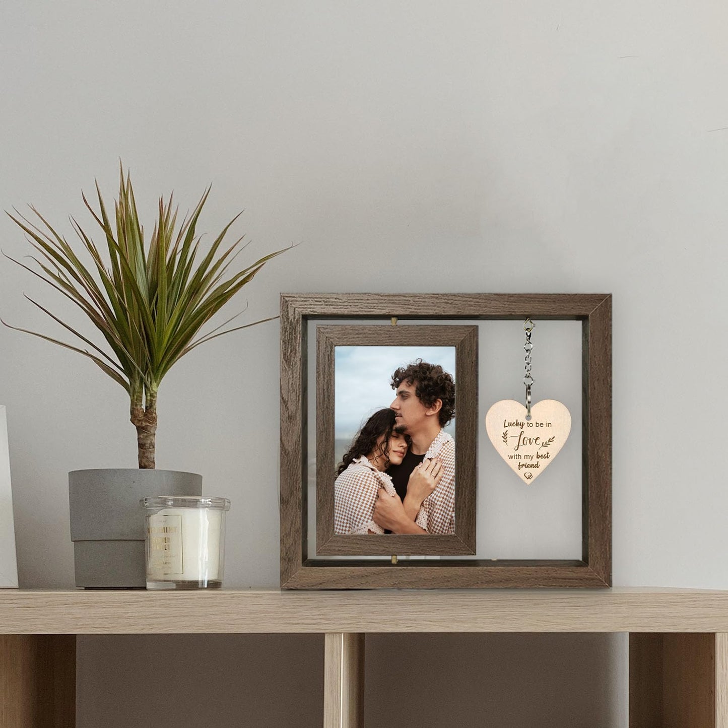 EYITUPC Lucky to Be in Love with My Best Friend Birthday Anniversary Picture Frame Boyfriend Girlfriend Husband Wife Fiance Couples Gifts (Display Two 4x6)