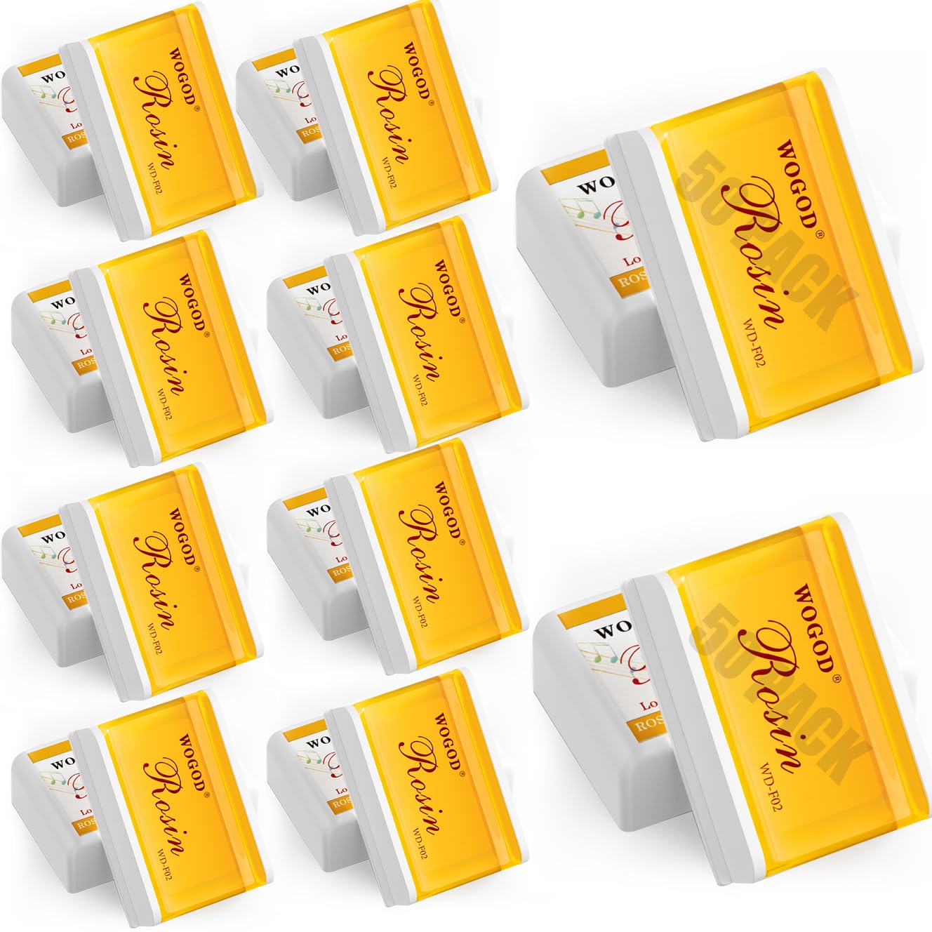 WOGOD Professional Rosin Set (50 Pcs) - for Violin/Viola/Cello/Double Bass/Erhu | Non-Slip, Rich Tone, Low-Dust, Durable