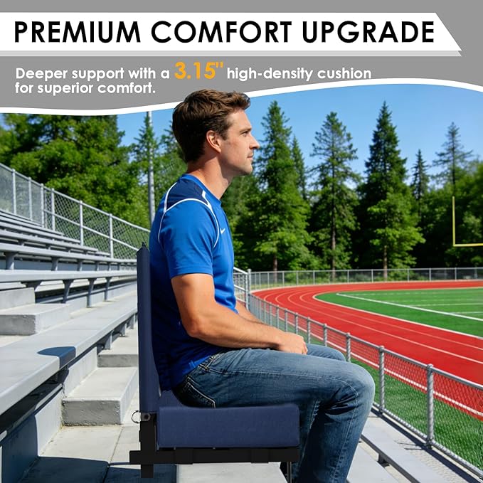 LLEVTIC Stadium Seats with Back Support,Bleacher Chairs with Cushion, Portable Folding Stadium Chair with Removable Cushion and Large Pocket for School Events Sports Game