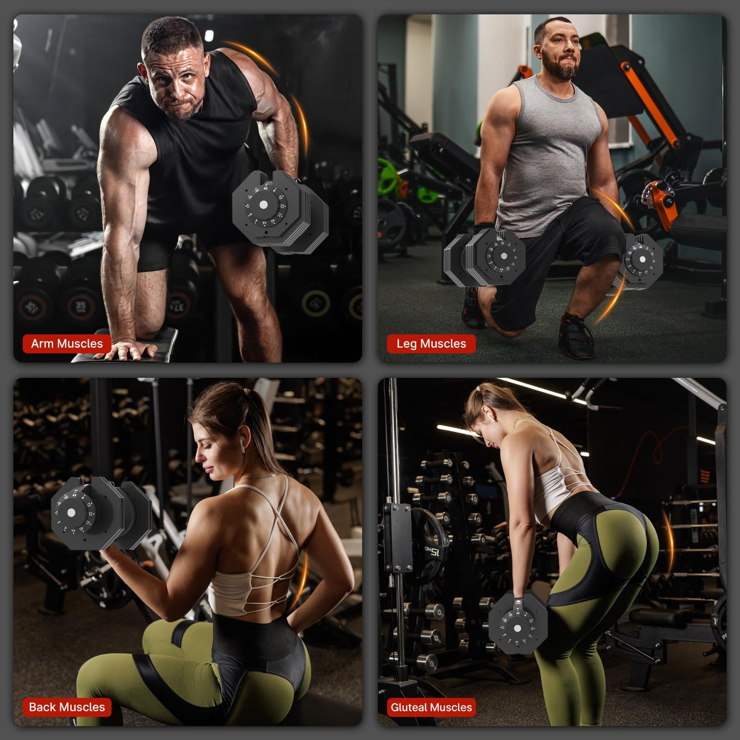 EnterSports 22/44 LBS Adjustable Dumbbell Quick Adjustment Space-saving Convertible Dumbbell with Non-Slip Handle, Changeable weights Suitable for Women Men Home Office Gym Body Strength Training (44lbs Single)