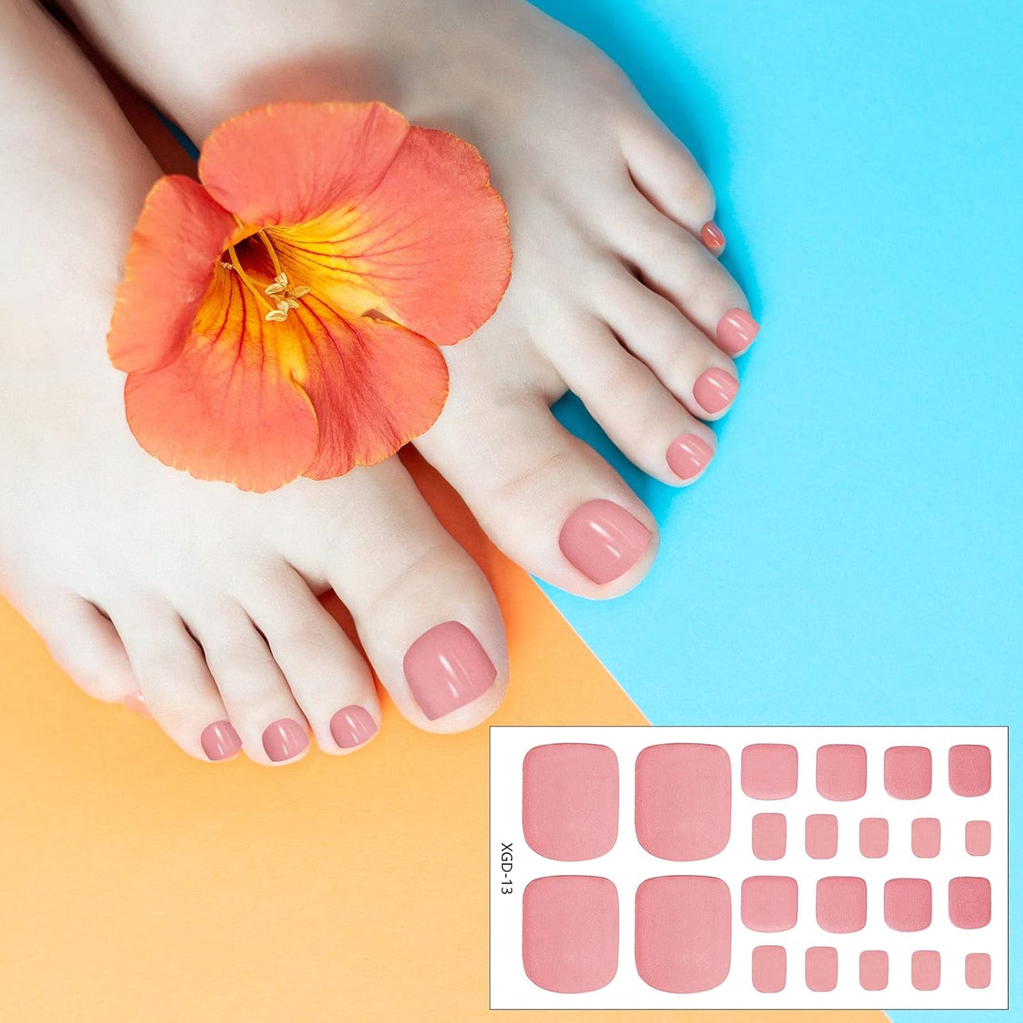 Maitys 352 Pieces 16 Sheets Toenail Polish Stickers Strips Adhesive Toe Nail Wraps Full Wraps Polish Strips DIY Manicure Decal with 2 Pieces Nail Files(Chic Color)