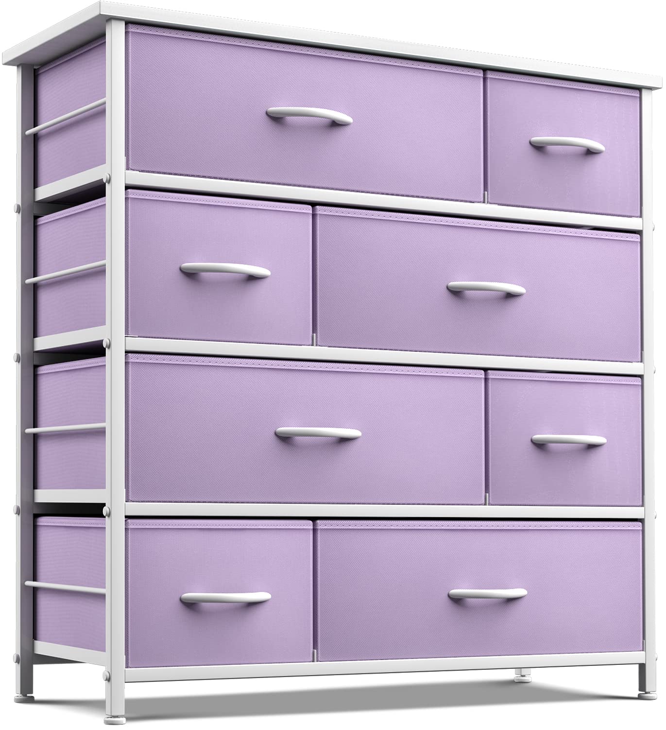 Sorbus Dresser with 8 Drawers - Furniture Storage Chest for Kid’s, Teens, Bedroom, Nursery, Playroom, Clothes, Toys - Steel Frame, Wood Top, Fabric Bins (Purple)