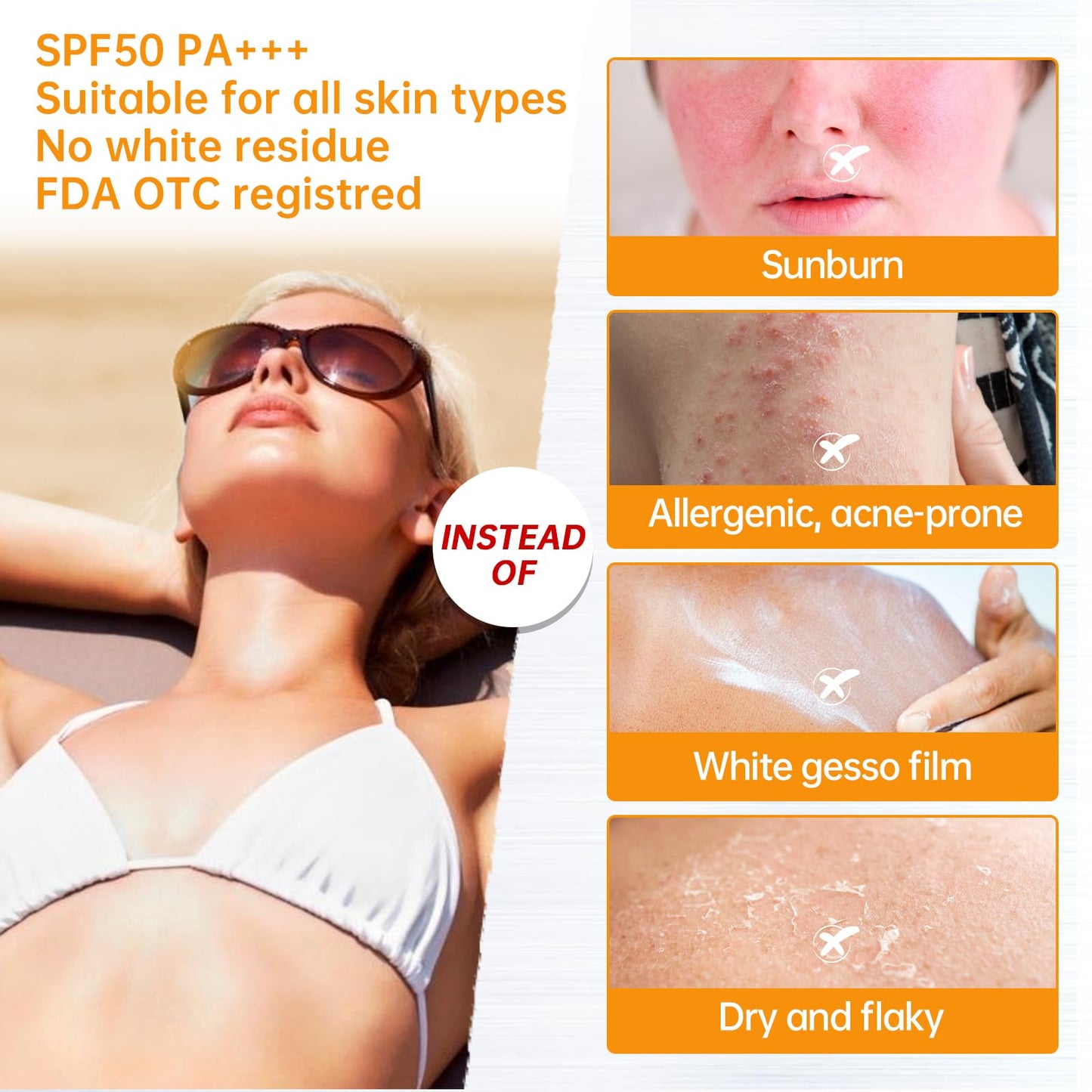 Reef Safe Sunscreen Stick SPF 50+ Broad Spectrum UVA/UVB Protection Water Resistant 80 Min Face & Body with Ceramides & Squalane