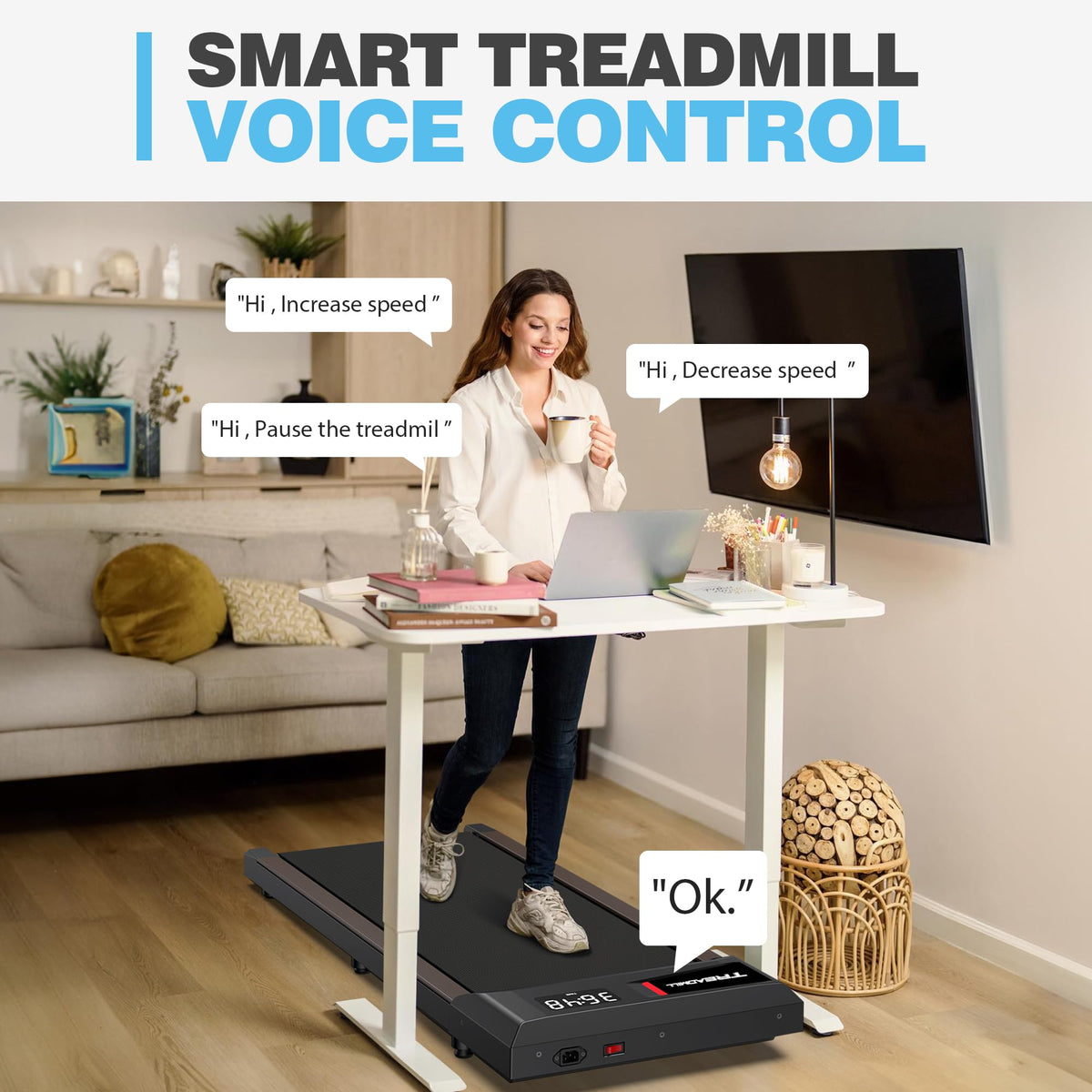 WELLFIT Walking Pad with 10% Incline,265 lbs Max Capacity,Quiet Standing Under Desk Walking Jogging Treadmills for Home,Works for APP/Voice Control/Remote Control