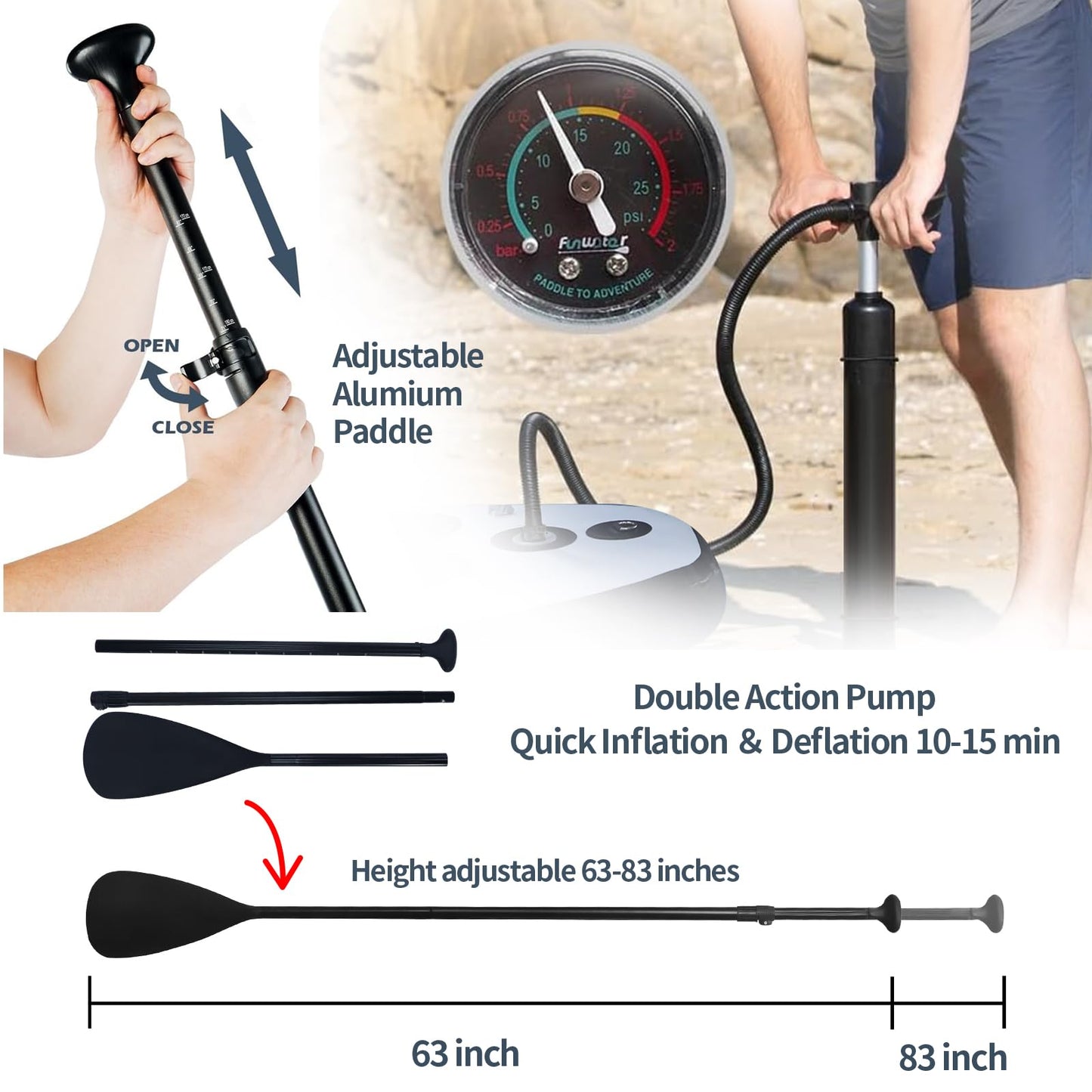 GZKYYLEGS Inflatable Stand Up Paddle Board SUP Accessories & Carry Bag, Wide Stance, Surf Control, Non-Slip Deck, Leash, Paddle and Pump, Standing Boat for Youth & Adult