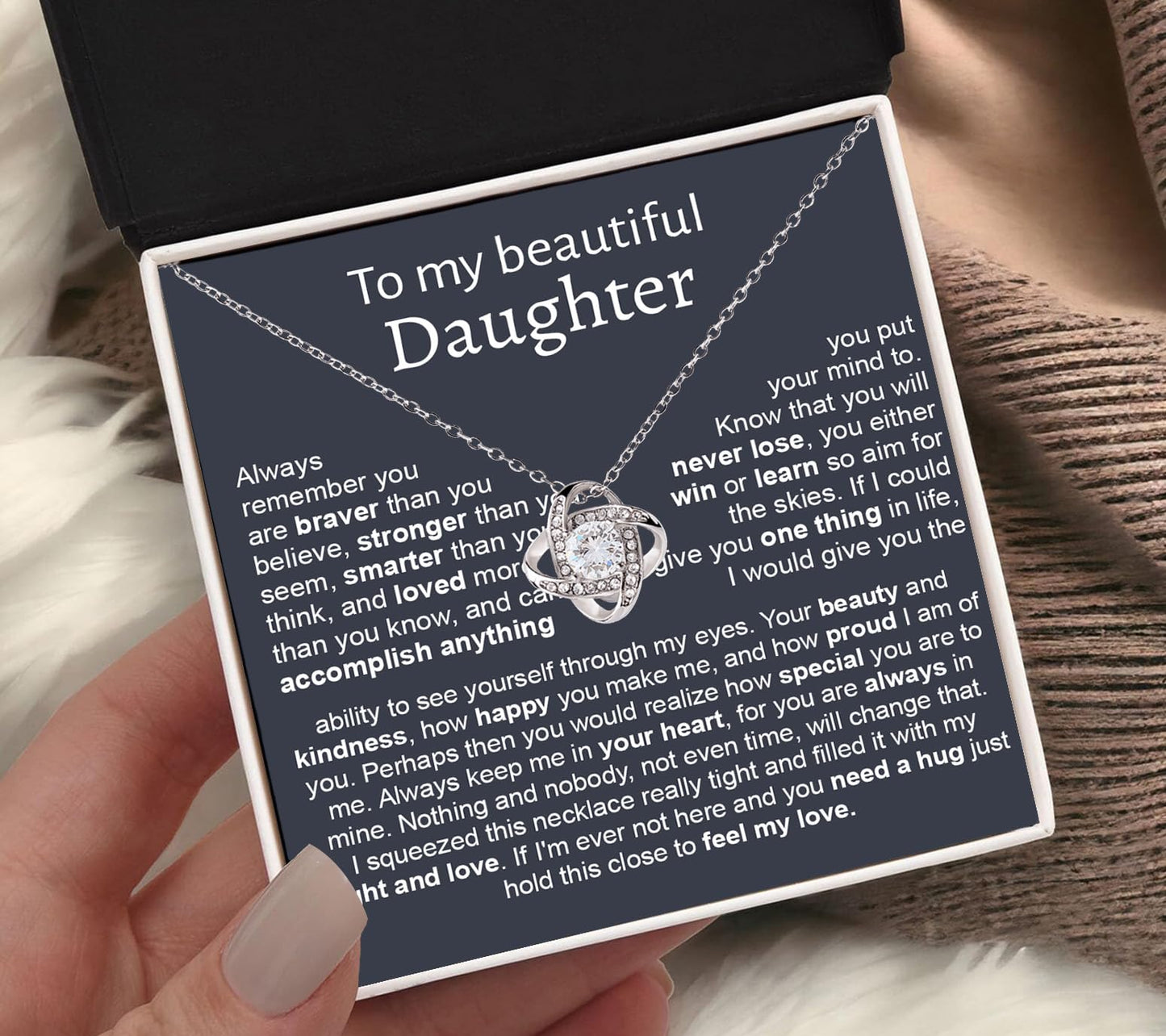 Luxury Love Knot Mother & Daughter Necklace - From Mom To Daughter, Birthday Gift With Luxury Box