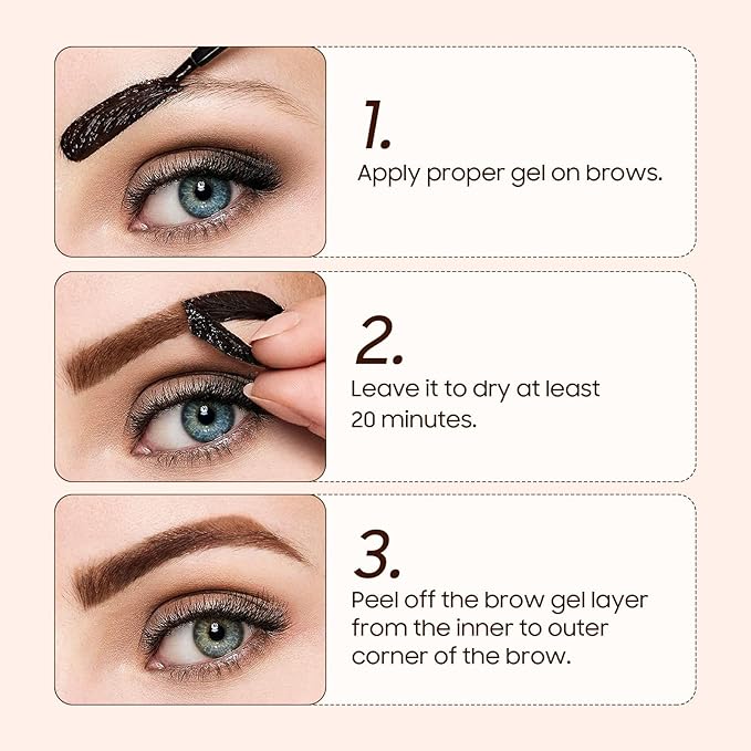 Eyebrow Gel Eyebrow Pencils for Women, Strong-Hold Transfer-proof & Water-Resistant Brow Gel Creates Voluminous-Looking Brows, Vegan & Cruelty-free (Gray Brown)
