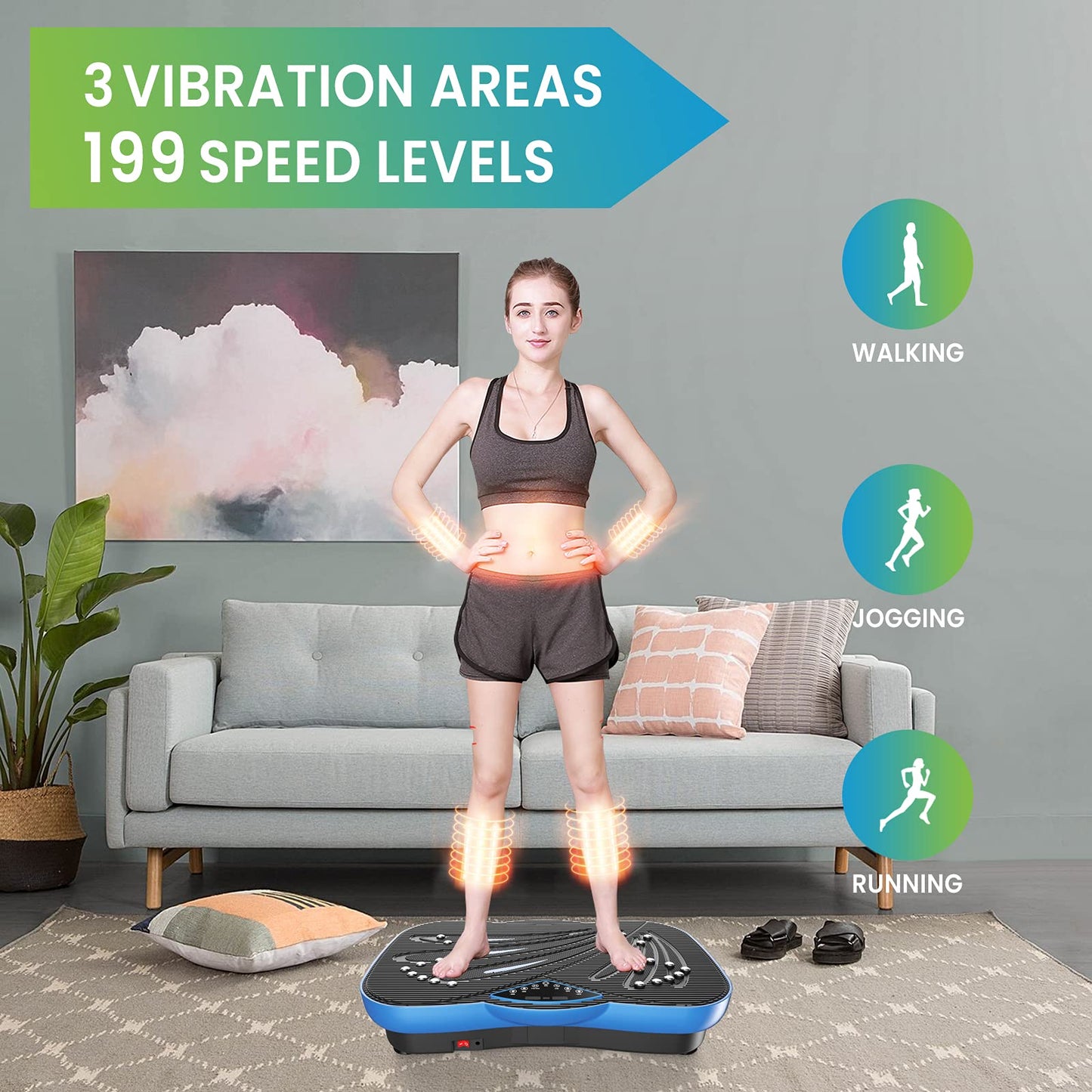 JUFIT Vibration Plate Exercise Machine Fitness Equipment with Anti-Slip Mat Whole Body Fitness Vibration Platform for Toning and Weight Loss, Max User Weight 330lbs Home Gym Weight Loss