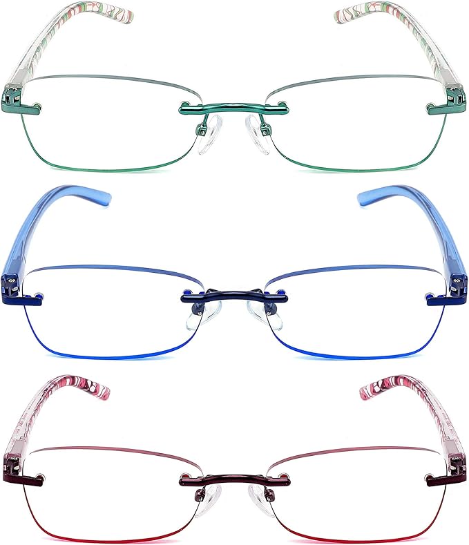 JJWELL 3 Pack Blue Light Blocking Reading Glasses for Women, Anti Eyestrain/Computer Glare UV 400 Filter Readers with Spri...