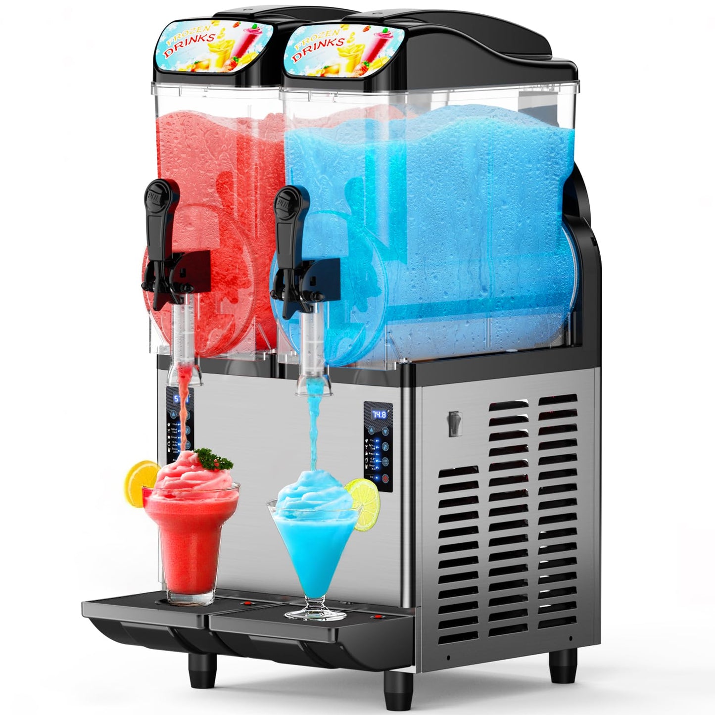 Mirfee 8 Gal Commercial Slushy Machine with LED Light, 15-45 Minutes to Make，Commercial Frozen Drink Machine with 5 Preset Programs, 110V Margarita Slushie Maker, for Wine Cocktails, Daiquiri Juice