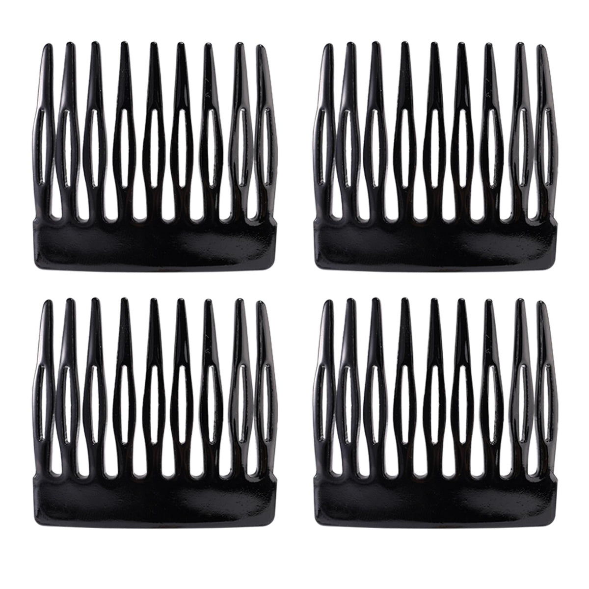 4pcs French Side Comb, Black Small French Slide Hair Comb Decorative Bun Hold Clips Strong Hair Styling Accessories for Girls &
