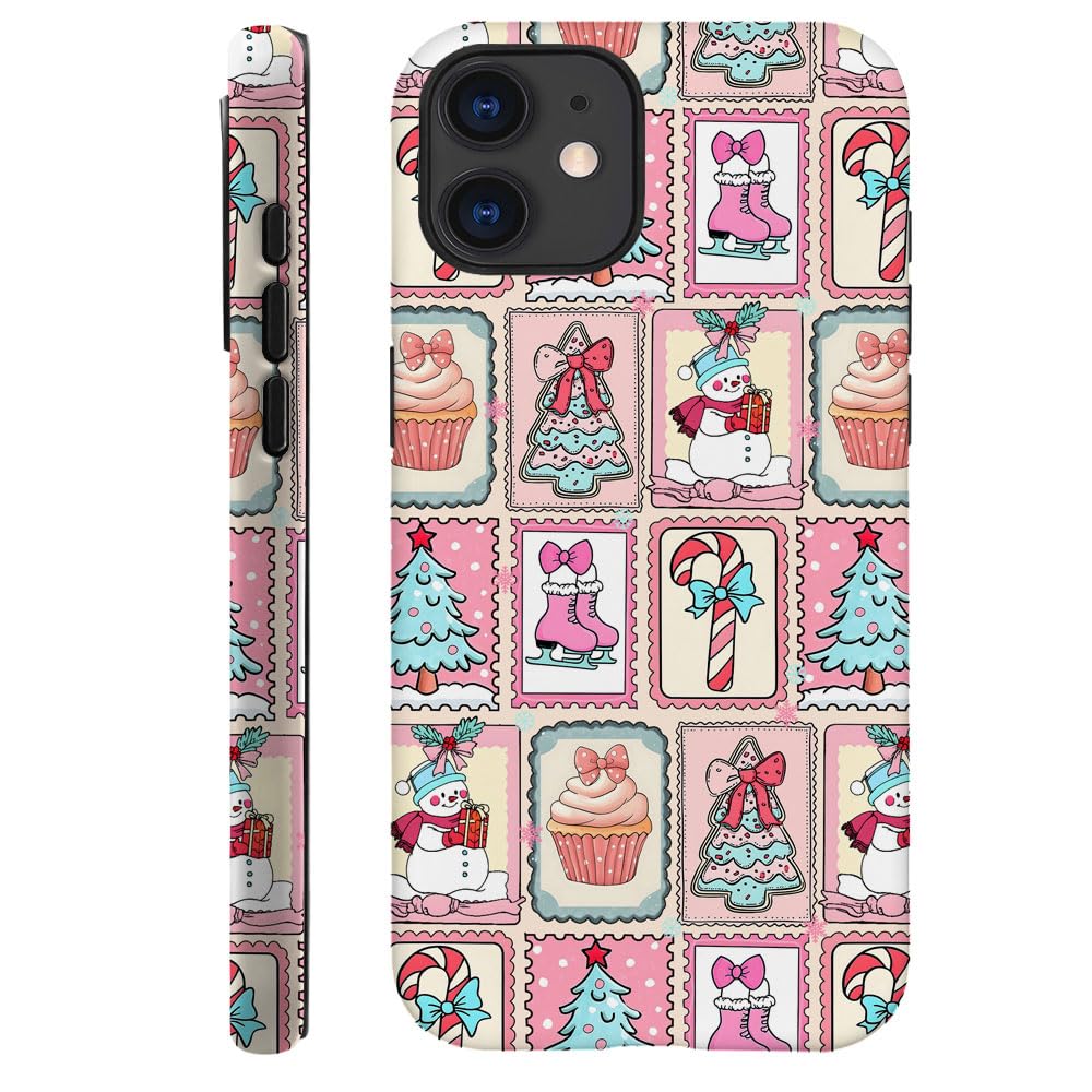 DAIZAG Case Compatible with iPhone 12,Durable Shock Protection Cover for Girl Women,Christmas Tree Cute Snowman