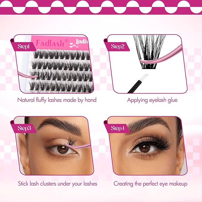 Lash Clusters 60D 300pcs 10-18mm Mixed Tray 3D Effect Fluffy Cluster Lashes D Curl Wispy Individual Lashes False Mink Eyelashes DIY Flat Lash Extension Individual Lashes Cluster (60D-0.07-D,10-18mm)