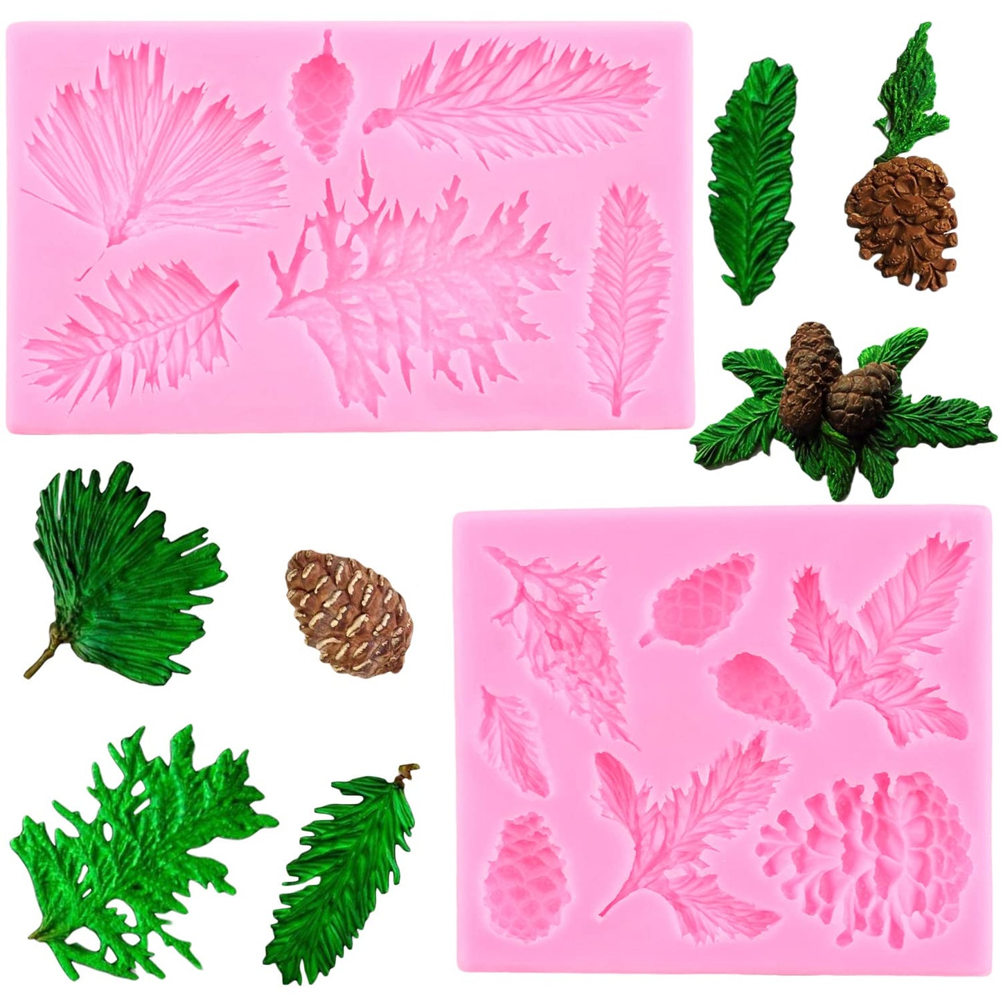Mujiang Christmas Pinecone Cake Fondant Mold Pine Cone Silicone Chocolate Candy Mold For Cake Decorating Cupcake Topper Sugar Gum Paste Polymer Clay Set Of 2