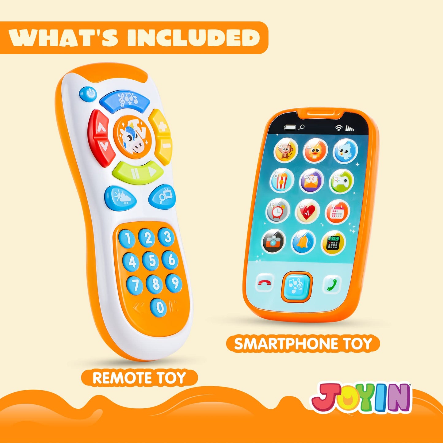 JOYIN Smartphone Toys for Baby, Remote Control Baby Phone with Music, Learning Toy, Birthday Gifts for Infants, Kids, Boys and Girls, Gift for Christmas