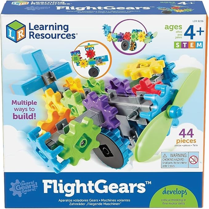 Learning Resources Gears! Gears! Gears! Flight Gears - 44 Pieces, Ages 4+, STEM Activities, Fine Motor Skills, Toddler Exp...