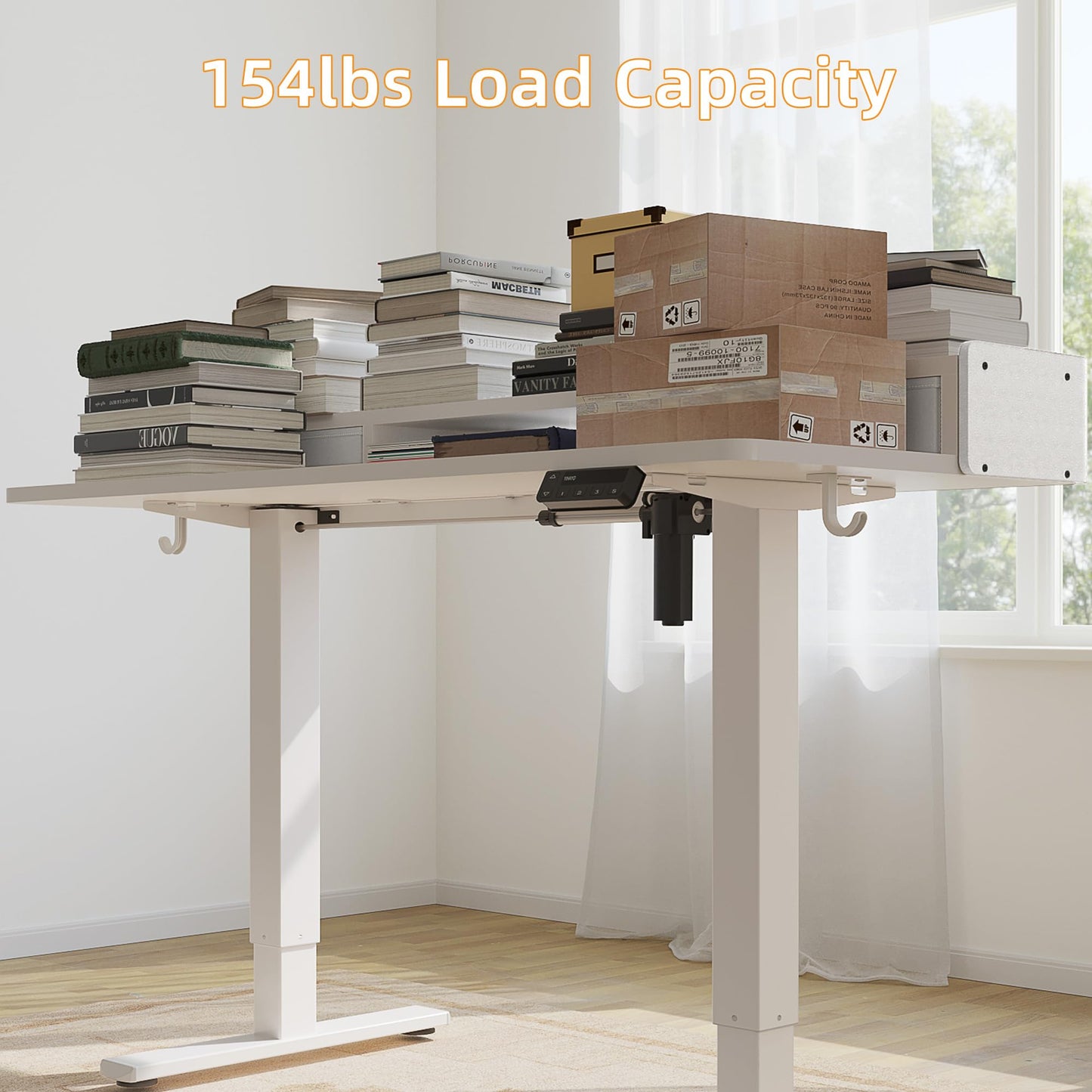 YIHAYO Low Height Adjustable Desk with Drawers, Lifts 18.1-28.3 Inches, Electric Standing Desk with Storage Shelf for Short People, 55 x 24 Inches Table with Splice Board for Home Office, White
