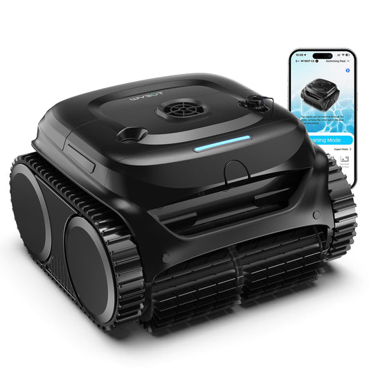WYBOT C2 Cordless Robotic Pool Cleaner, Pool Vacuum Robot for Inground Pools with Dual Filter, Lasts 180 Mins, Wall & Waterline Cleaning, Smart Weekly Timer, App Support, OTA Upgraded, Black