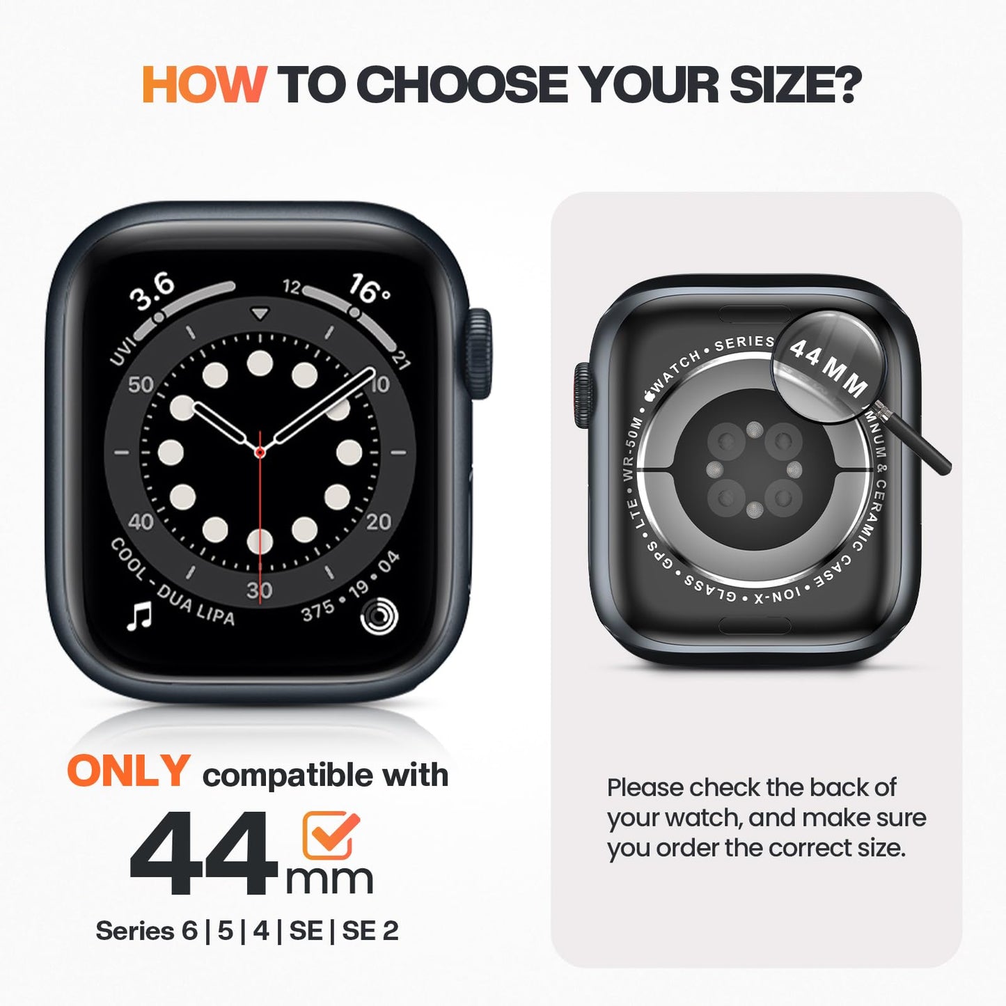 Goton Waterproof Case Compatible For Apple Watch Screen Protector Series 6/5/4, Se 3/2/1 44Mm, Hard Bumper With Tempered Glass F