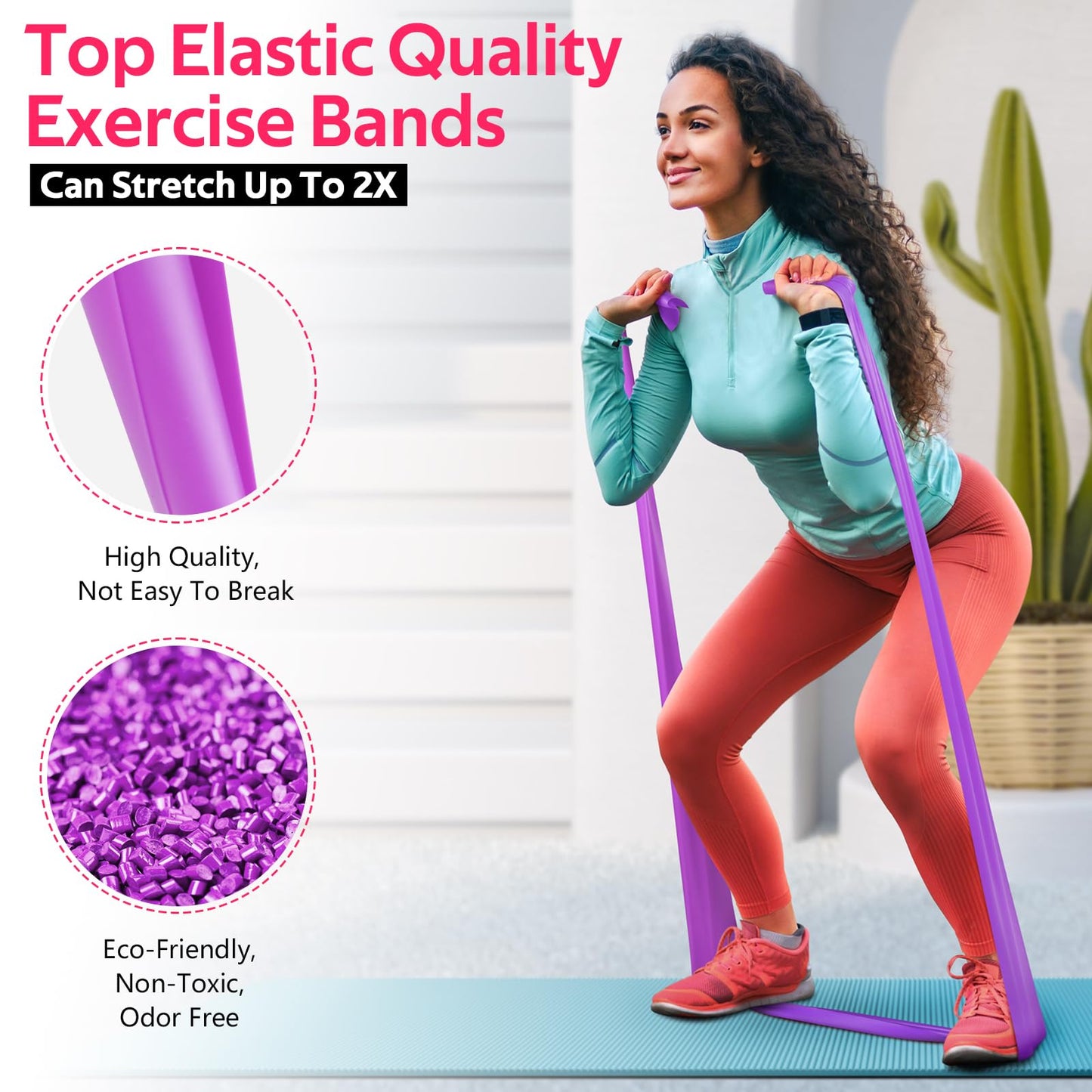 Resistance Bands for Working Out, Exercise Bands for Physical Therapy, Stretch, Recovery, Pilates, Rehab, Strength Training and Yoga Starter Set