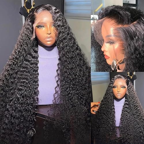 Water Wave Lace Front Wigs Human Hair Glueless Wigs for Women 180% Density 13x6 Lace Front Wigs Human Hair Pre Plucked Wet and Wavy Wigs Human Hair Natural Color 20 Inch