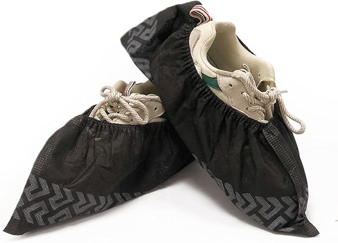 FancyStyle Shoe Covers 200 Pack Disposable Black Boot & Shoe Covers.