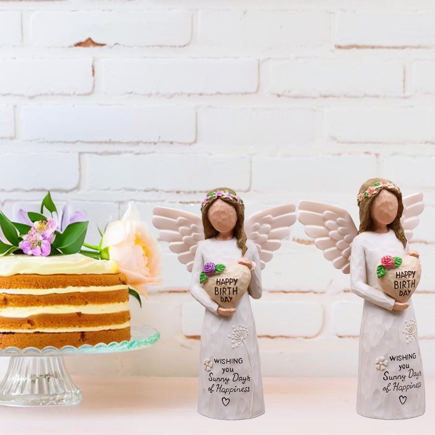 AUMELO Happy Birthday Gifts for Women, Gifts for Women Birthday Unique, Gift for Best Friend Female, Mom, Sister, Her, Coworkers, Daughter, Girlfriend, Hand-Painted Resin Angel Figurine (Purple)