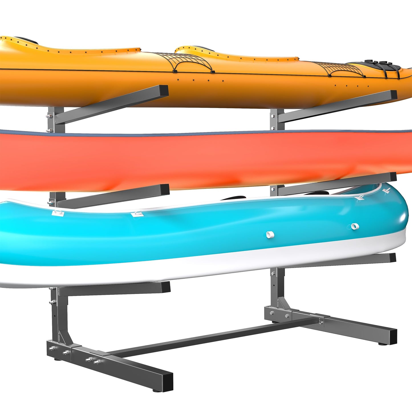 Ultrawall Kayak Storage Rack, Freestanding Kayak Rack for Garage, Adjustable Kayak Stand, Paddle Board Rack for Kayak, Canoe, Surfboard, 480lbs Capacity, Indoor & Outdoor Use, 3 Levels