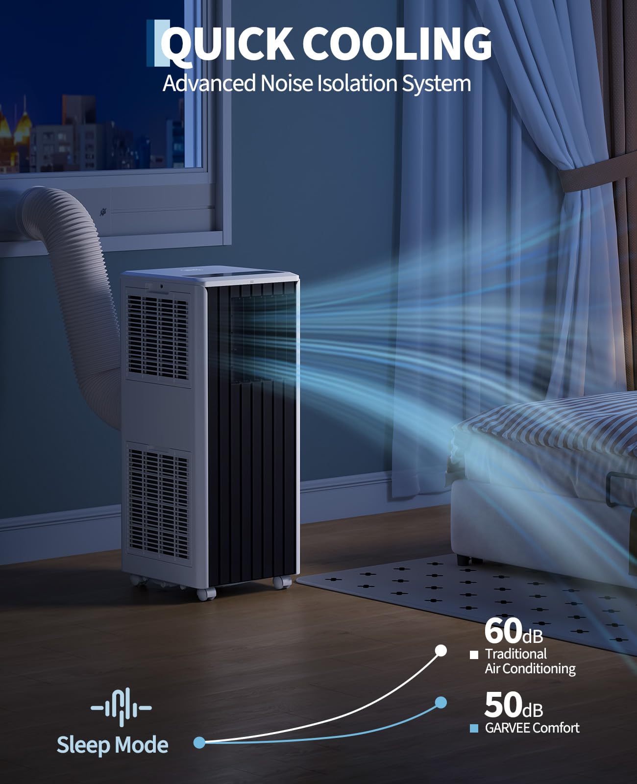 Garvee 8000 BTU Portable Air Conditioner, 3-in-1 Cooling, Dehumidifying & Fan for Rooms Up to 350 Sq. Ft | Quiet Sleep Mode | Energy-Saving 24-Hr Timer | AC Unit w/Remote & Full Window Kit, Black
