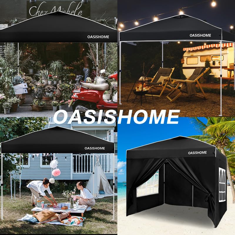 OASISHOME Pop-up Gazebo Instant Portable Canopy Tent 10'x10', with 4 Sidewalls, Windows, Wheeled Bag, for Patio/Outdoor/We...