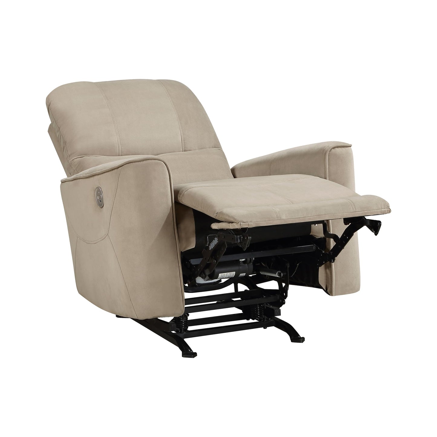 Lexicon Power Recliner Chair Living Room Velvet Reclining Sofa Chair, Home Theater Seating, Power Rocker Recliner Sofa Chair for Living Room/Office/Apartment, Light Brown