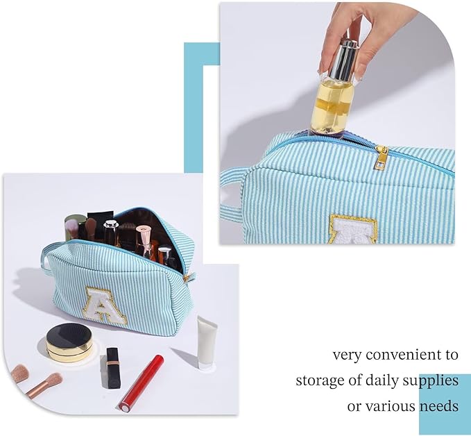 YOOLIFE Gifts for Sister - Sister Gifts, Sisters Gifts from Sister, Sister In Law Gifts, Birthday Gifts for Sister, Personalized Gifts Idea for Women Her, Travel Initial Blue Makeup Bags for Women D