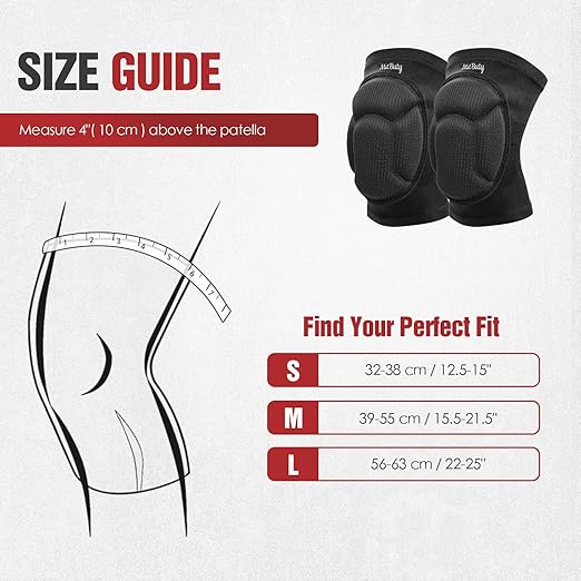 MitButy Protective Knee Pads for Men, Women & Kids – 1 Pair Thick Foam Cushioned Pads for Volleyball, Dance, Gardening, Wrestling & Kneeling – Durable Protection for Work & Sports (S: 12.5–15")