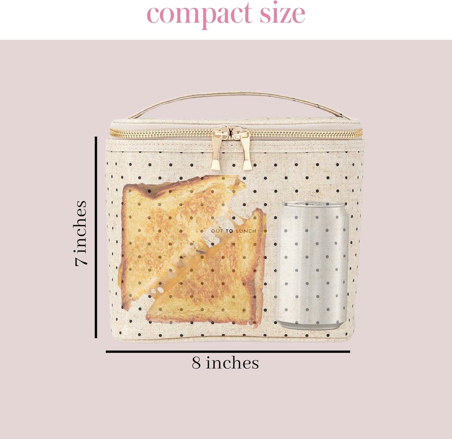 Kate Spade New York Insulated Lunch Tote, Cute Lunch Bag for Women, Compact 8 x 4.5 x 7.23" Size, Deco Dots (Out To Lunch)