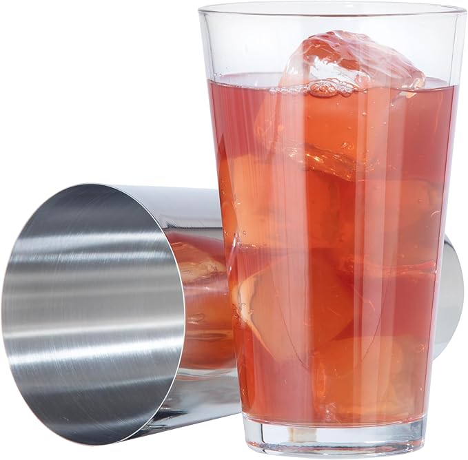 OGGI Boston Cocktail Shaker - Glass/Stainless Steel, 17oz/24oz - Classic Professional Design, Home Bar Boston Style Drink ...