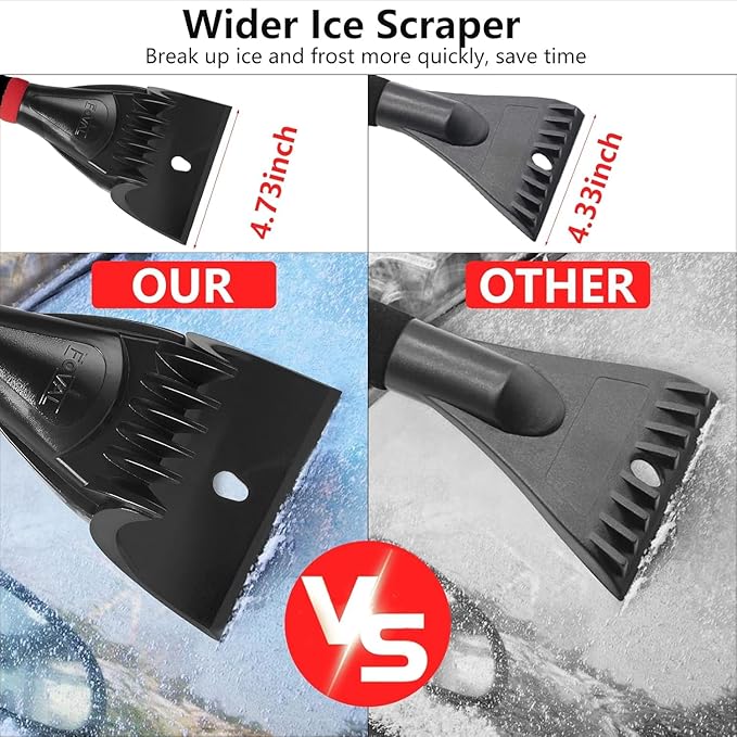 FOVAL 27" Ice Scraper Snow Brush (3 Pack), Wider Snow Scraper(4.73" Width) Snow Removal Car Brush with Comfortable Foam Grip for Cars, Trucks, SUVs, Windshield, Window - Winter Tool