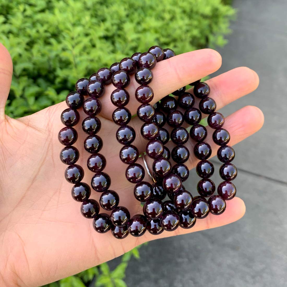 Adabele Real Natural Garnet Gemstone Beaded Bracelet 7 inch Stretch Chakra Healing Crystal Stone Jewelry Women Mom Gift (Unisex)