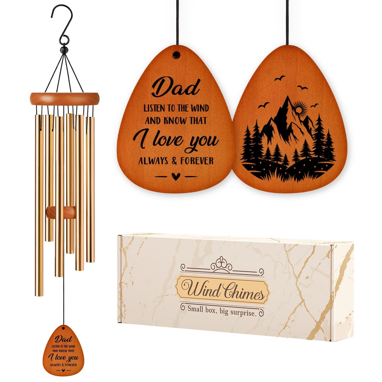 Gifts for Dad, Dad Gifts Wind Chimes, Dads Birthday Gift, Fathers Day Christmas Birthday Gift from Daughter Son, Unique Wind Chimes Presents for Dads, 25.5in