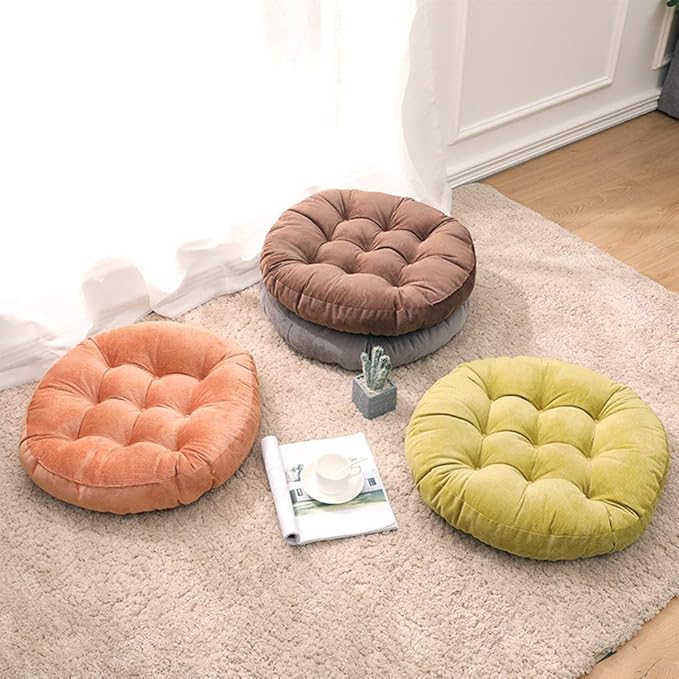 Tiita Round Chair Cushions 22x22 Inch Outdoor Seat Pads Set of 2 Throw Floor Pillows for Adults Sitting Patio Garden, Coffee