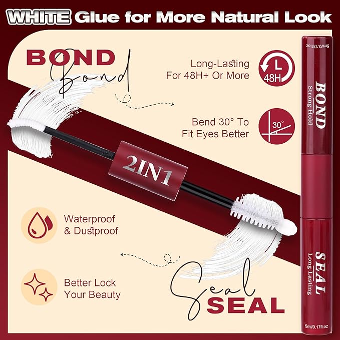 White Lash Cluster Glue For Eyelash Cluster Bond And Seal Lash Glue Waterproof Long Lasting Lash Extension Adhesive DIY At Home by Zegaine