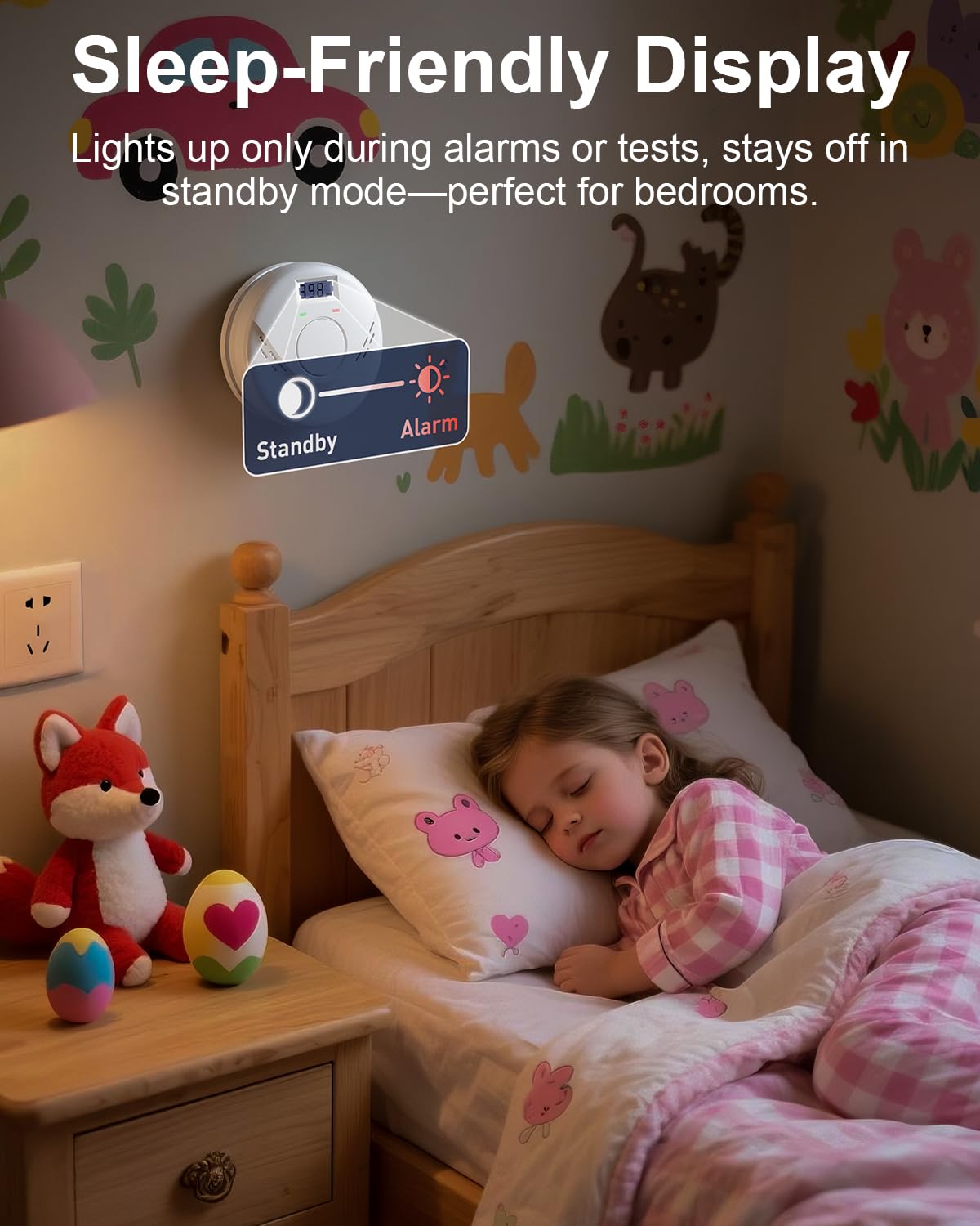 Smoke and Carbon Monoxide Detector, Battery Operated Fire Alarm with LCD Display & Test/Reset Button, Portable Photoelectric CO Smoke Detector Combo for Home, Apartment, RV & Travel (4 Pack)