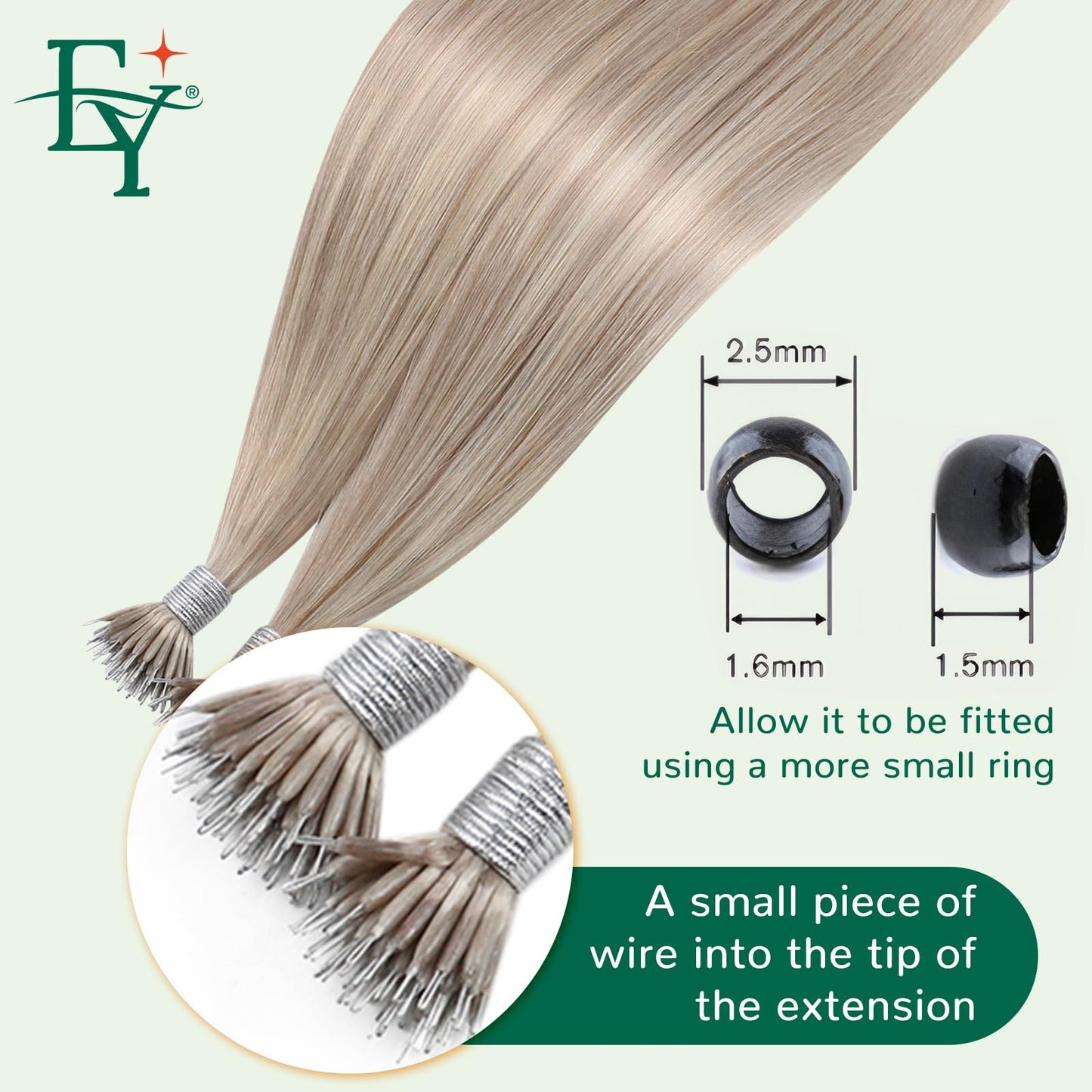 Easyouth Nano Hair Extensions Human Hair Blonde Nano Bead Hair Extensions Highlight Blonde Nano Hair Extension Add Length and Vo