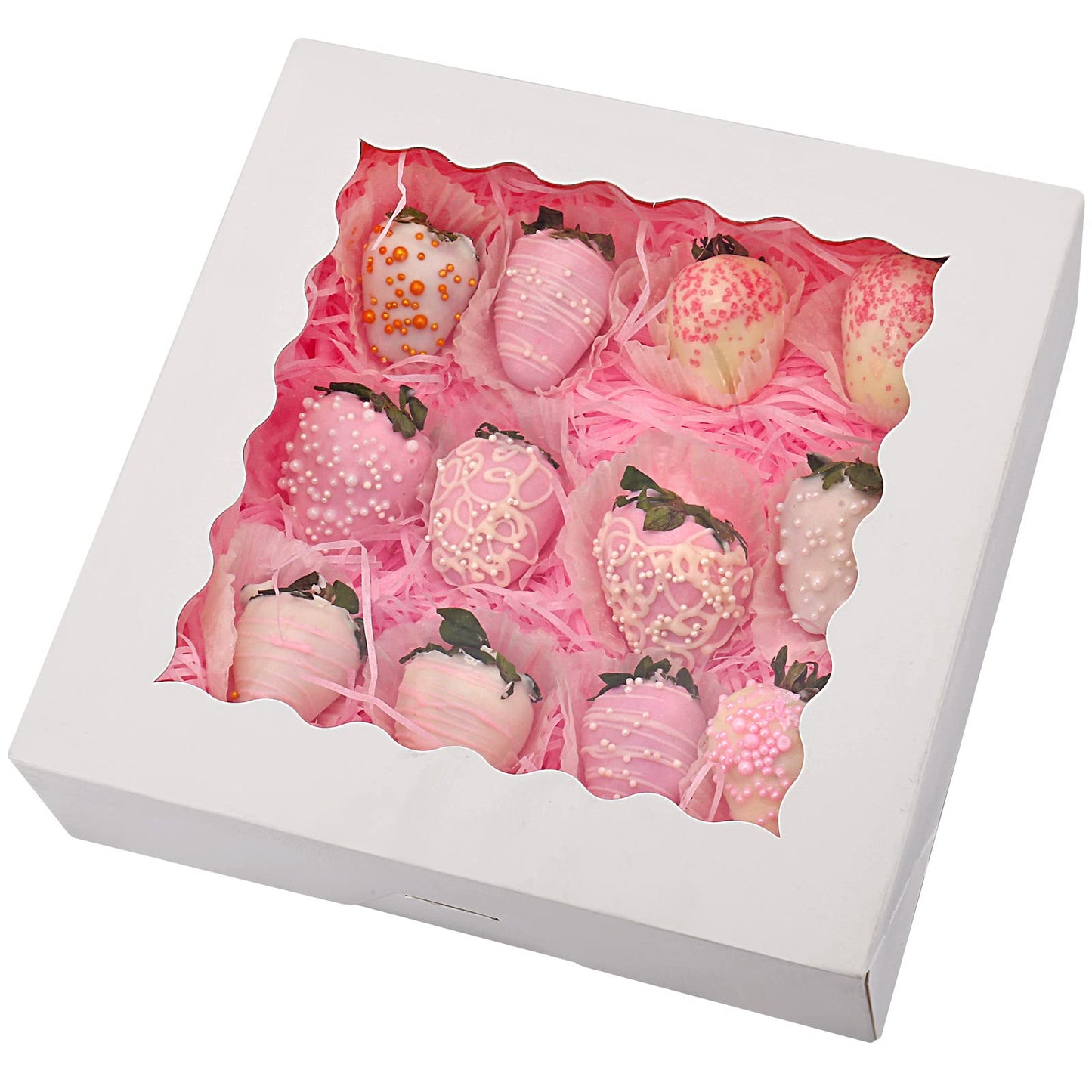Tcoivs 20-Pack Pie Boxes with Window, 9" x 9" x 2.5", Auto-Popup Cookie Boxes, White Bakery Boxes for Muffins, Donuts and Pastries