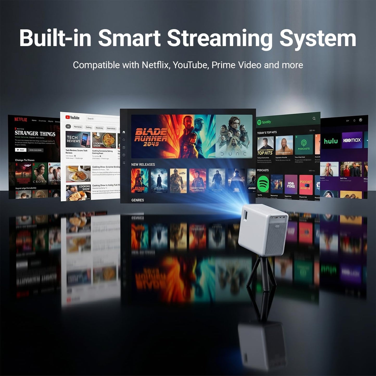 4K Support Projector Built-in Apps,3000 ANSI Lumens,Outdoor Cinema Projector with WiFi6 and Bluetooth,Auto Focus & 3D Keystone for Home Theater Bedroom Movie Night Gaming