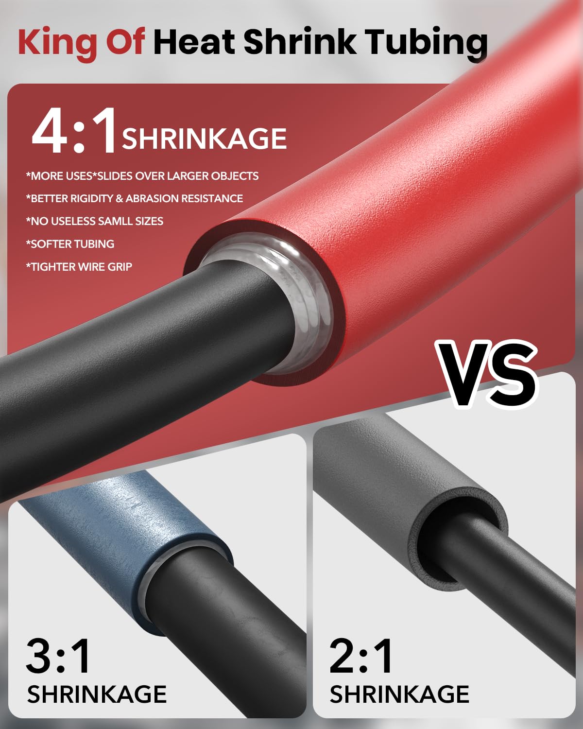Eventronic 4:1 Heat Shrink Tubing Kit - 400 Pcs Adhesive Lined, Wire Shrink Wrap Tubing, Marine Grade Industrial Heat-Shrink Tubing, Black and Red