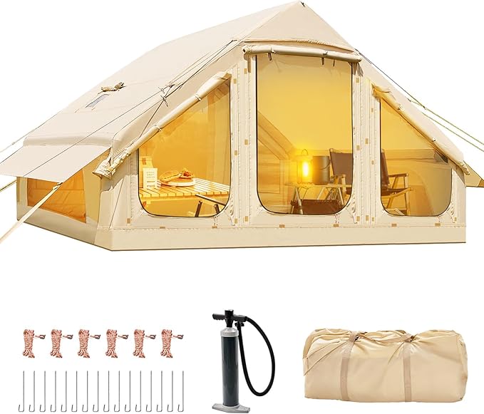 Inflatable Tents for Camping, Large Blow Up Tent with Hand Pump, Easy Setup InflatableTent 4 Season Tent, Waterproof Oxfor...