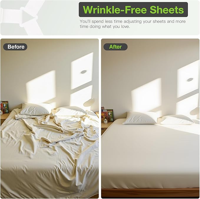 EasYoung 8PCS Bed Sheet Holder Straps, Adjustable Elastic Fasteners with Metal Clips, Keep in Place Fitted Bedding Holder, Easy Install for Wrinkle Bedding Sheet