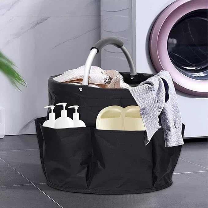 Cleaning Caddy with Handle, 17L Gardening Bucket, Cleaning Supply Caddy, Foldable Tool Storage Basket for Storing Towels (Dark Blue)