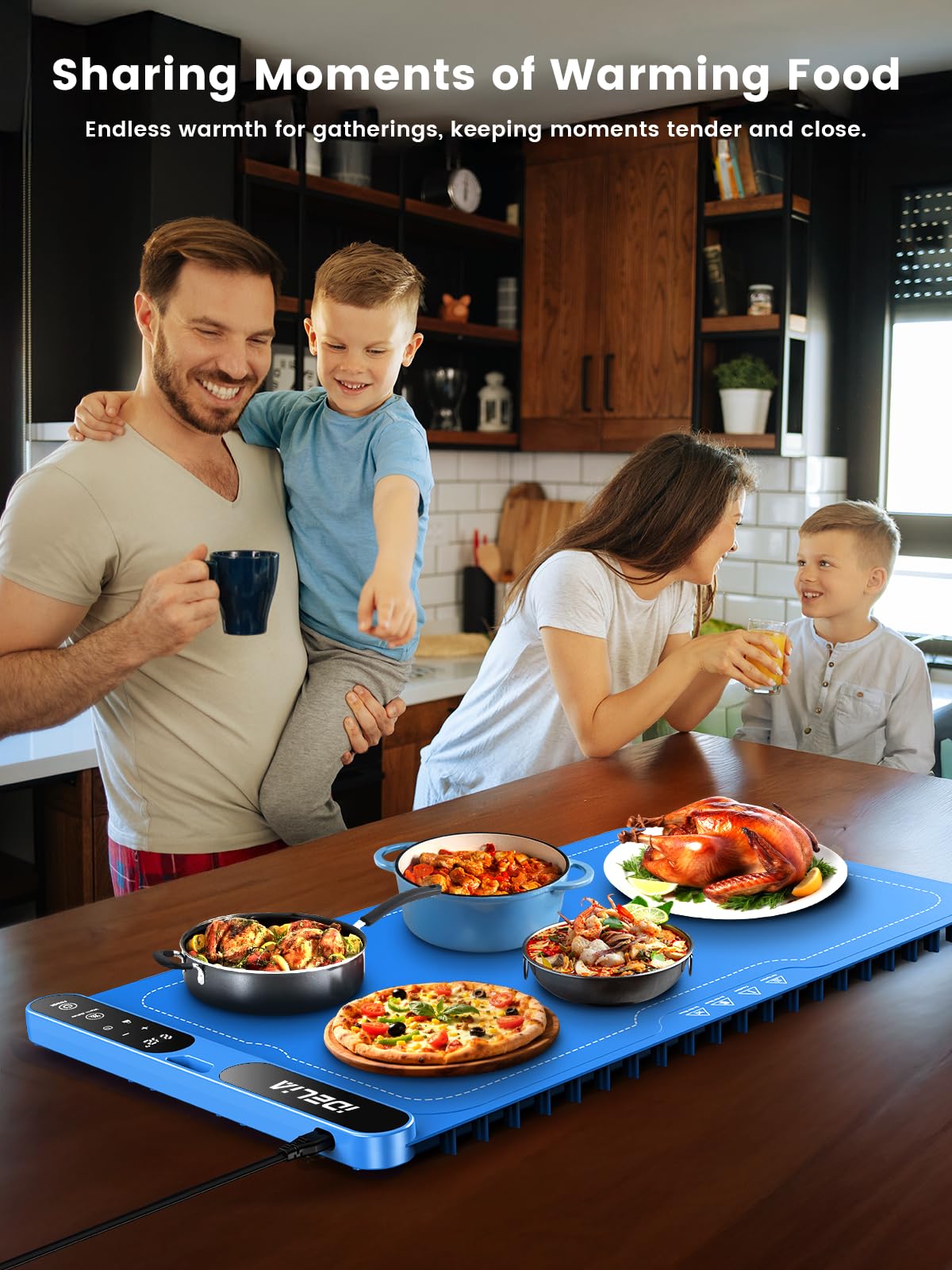 Food Warming Mat Electric Heating - Portable Silicone Warming Tray with 7 Temperature Settings and 8 Hours Timer for Party Buffet Home Travel Kitchen (23.6"x15",Blue)
